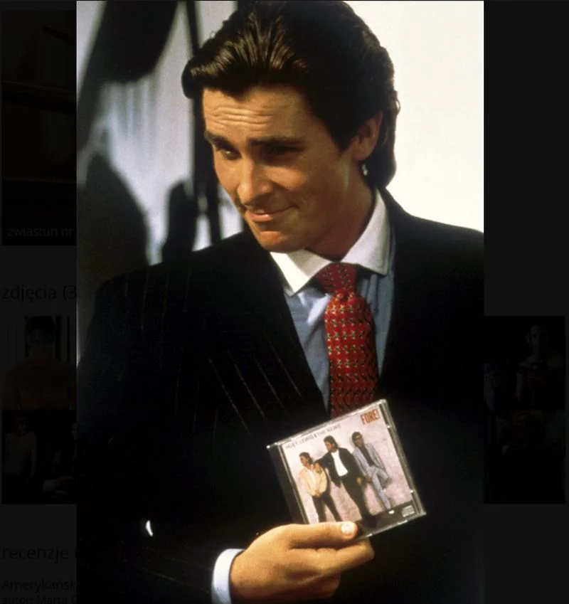 Christian Bale jako Patrick Bateman w filmie "American Psycho"