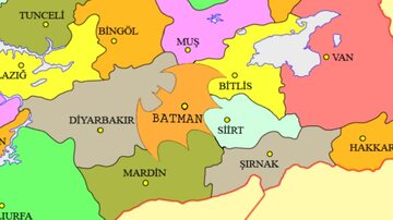 Część Turcji z Batmanem na mapie