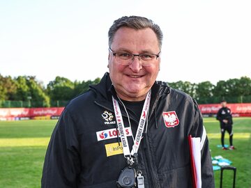 Czesław Michniewicz podczas treningu reprezentacji Polski
