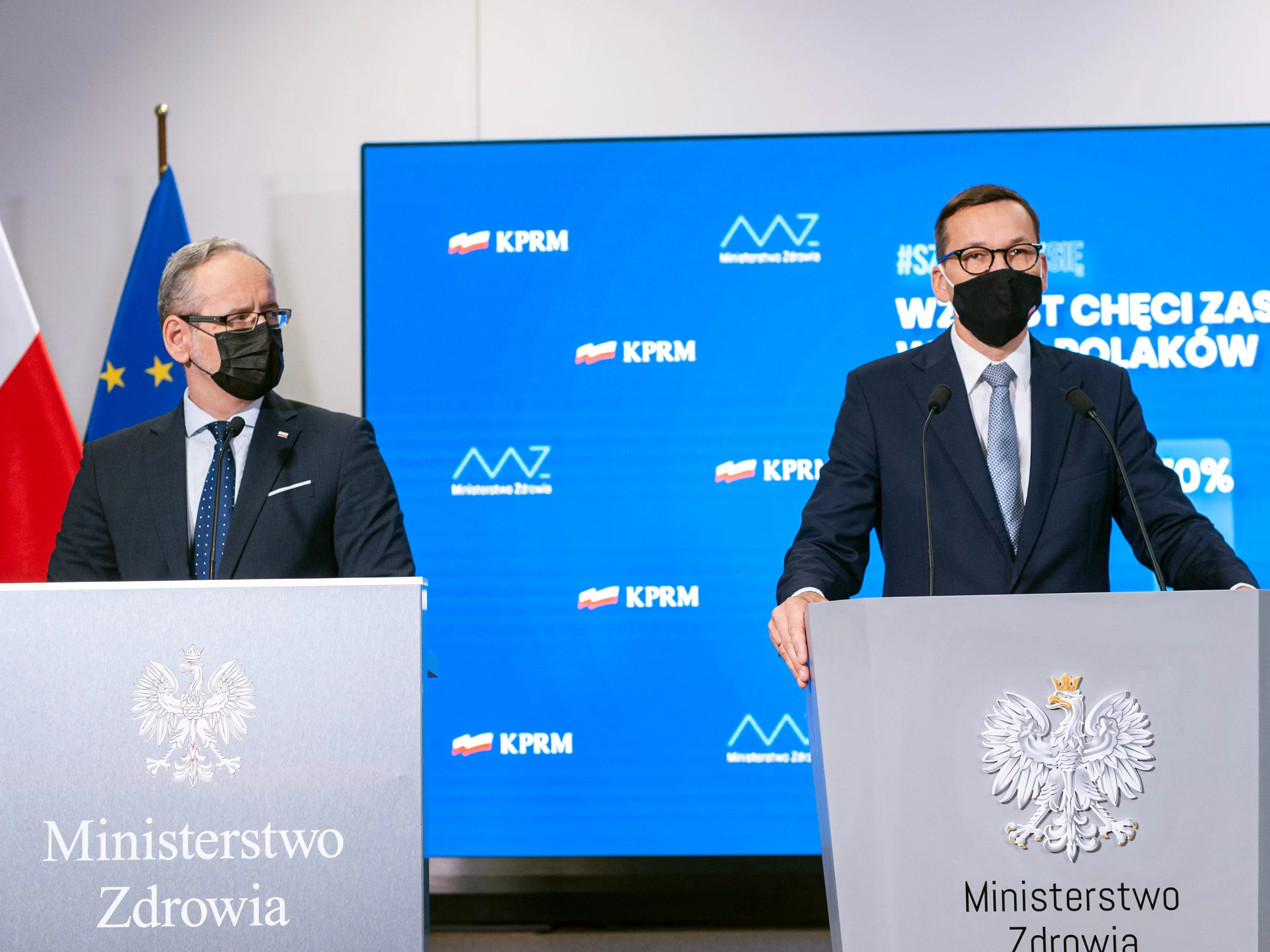 Adam Niedzielski i Mateusz Morawiecki