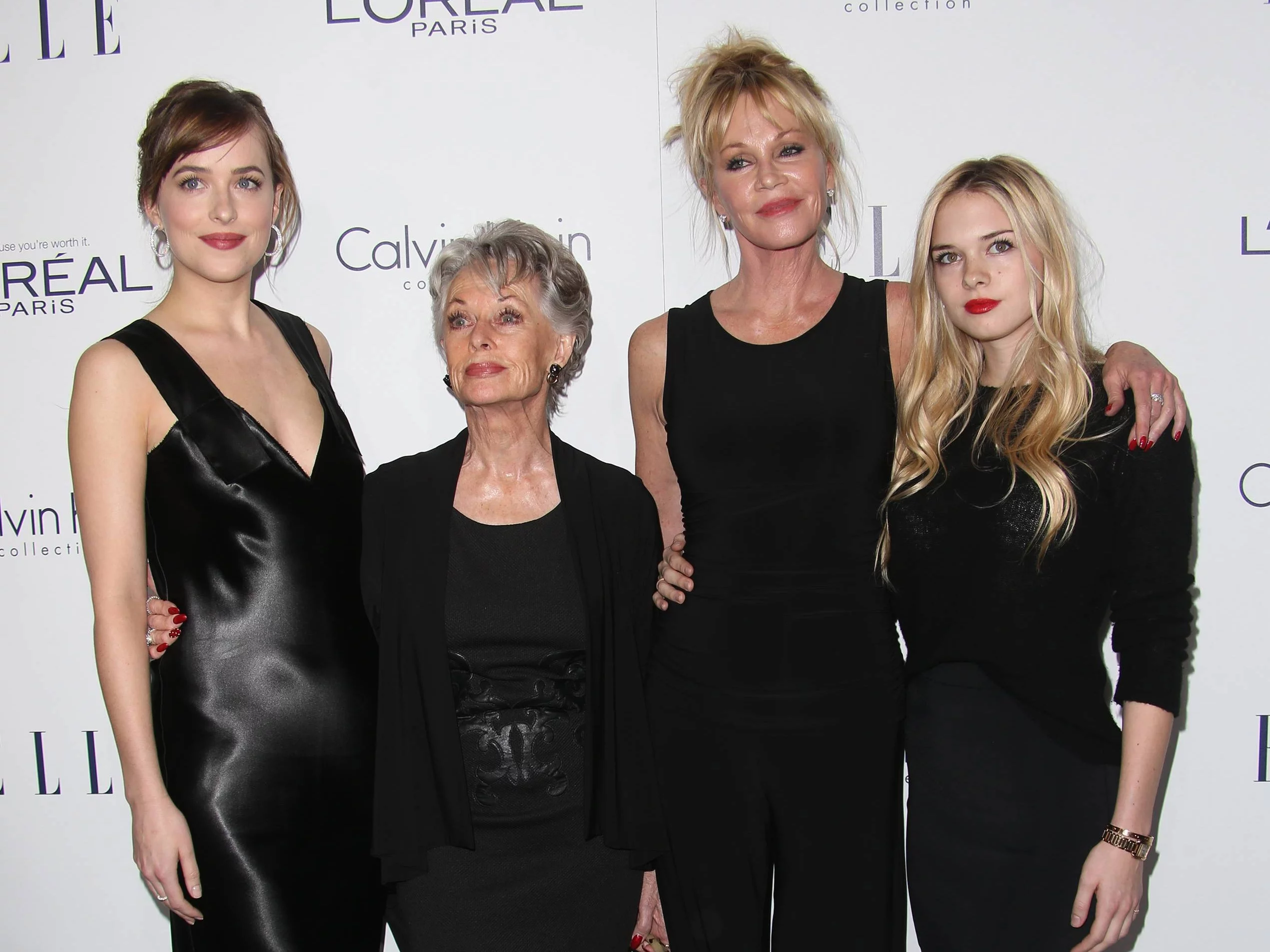 Dakota Johnson, Tippi Hedren, Melanie Griffith i Stella Banderas