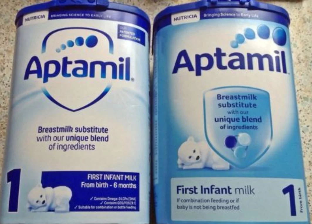Po lewej nowa wersja mleka Aptamil