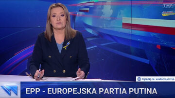 Danuta Holecka w głównym wydaniu „Wiadomości” TVP 16 marca