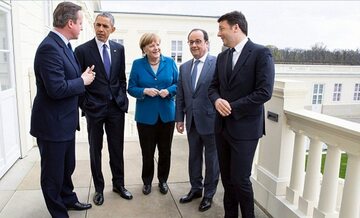 David Cameron, Barack Obama, Angela Merkel, Francois Hollande i Matteo Renzi