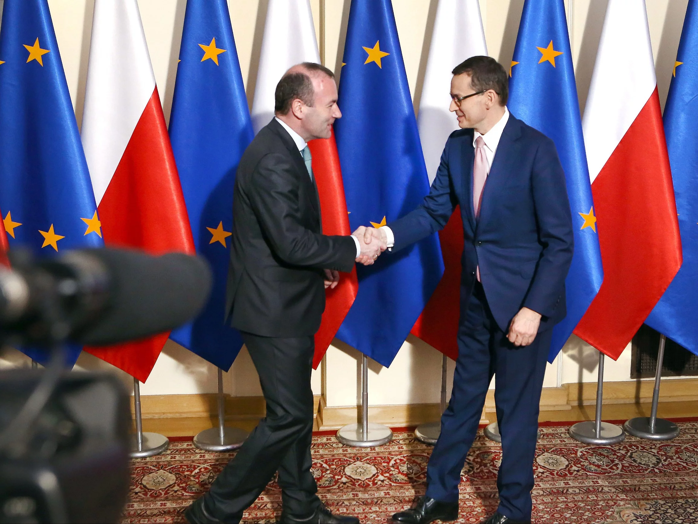 Manfred Weber i Mateusz Morawiecki w 2019 r.