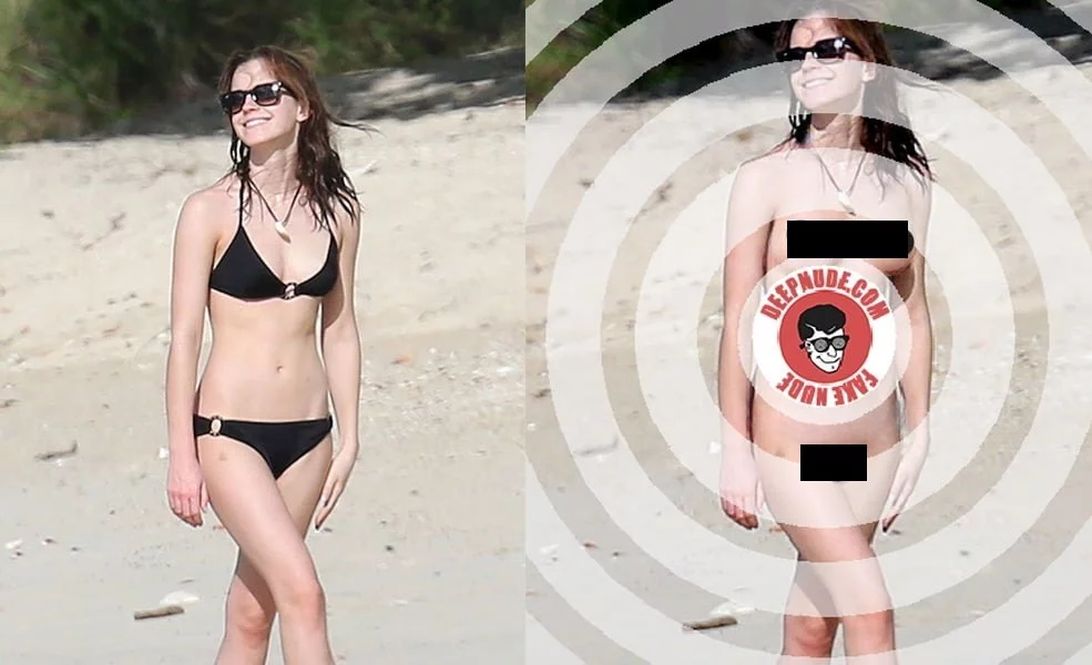 Zdjęcie aktorki Emmy Watson przerobione przez DeepNude