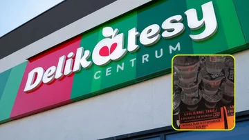 Delikatesy Centrum i wódka w dyspenserze