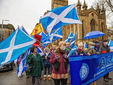 Demonstracja zwolenników niepodległości Szkocji. Zdjęcie wykonano w Glasgow w styczniu tego roku.