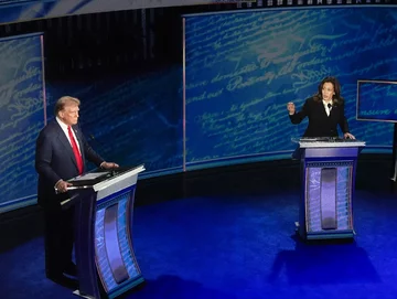 Donald Trump i Kamala Harris w trakcie debaty