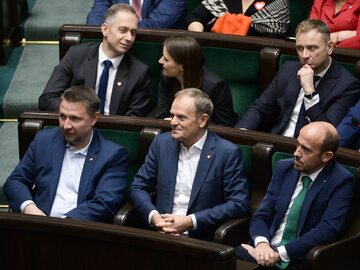 Donald Tusk, Marcin Kierwiński i Borys Budka w Sejmie
