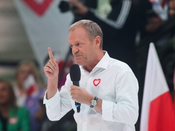 Donald Tusk na wiecu w Łodzi