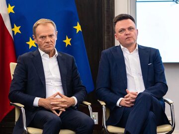 Donald Tusk, Szymon Hołownia i Włodzimierz Czarzasty