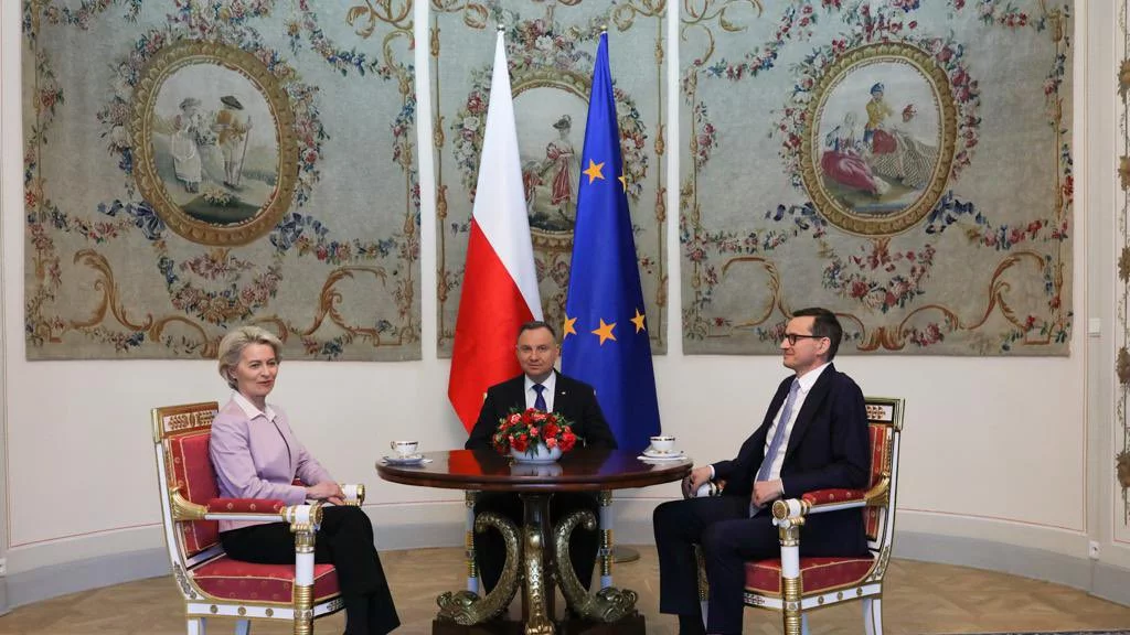 Ursula von der Leyen, Andrzej Duda i Mateusz Morawiecki