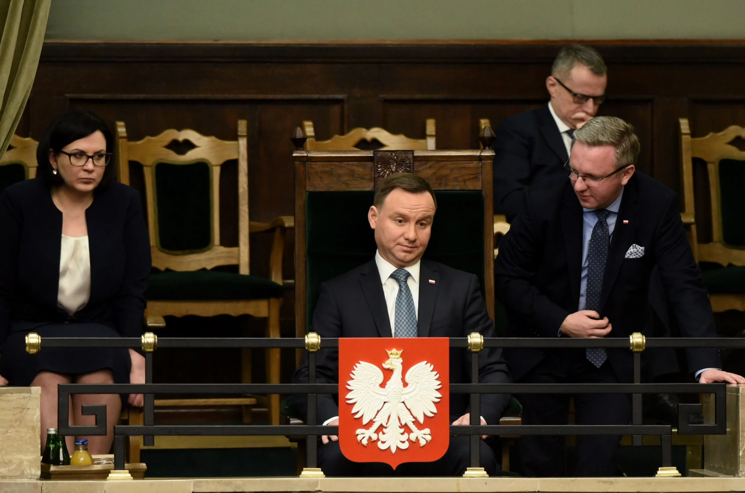 Andrzej Duda w Sejmie w towarzystwie pracowników Kancelarii Prezydenta