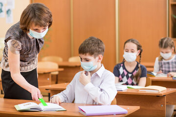 Dzieci w szkole podczas pandemii