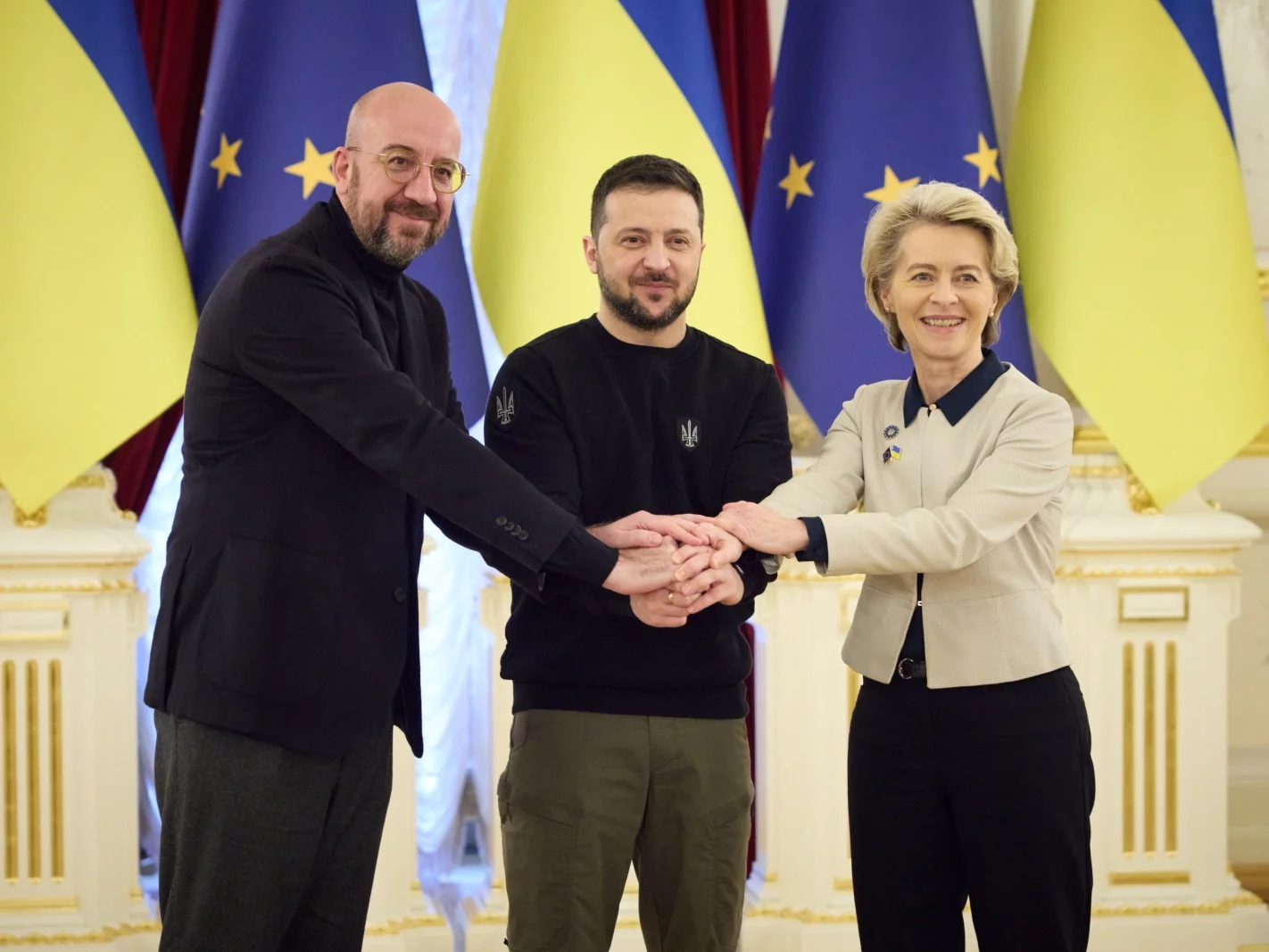 Charles Michel, Wołodymyr Zełenski i Ursula von der Leyen