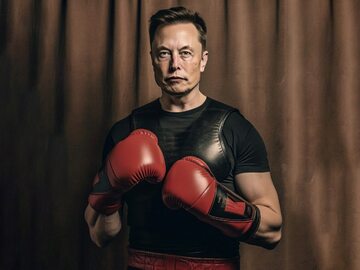 Elon Musk jako bokser, obraz AI