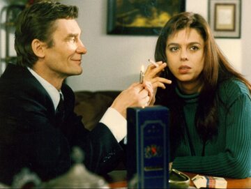 Elżbieta Zającówna i Krzysztof Kiersznowski na planie serialu „Matki, żony i kochanki” (1995)