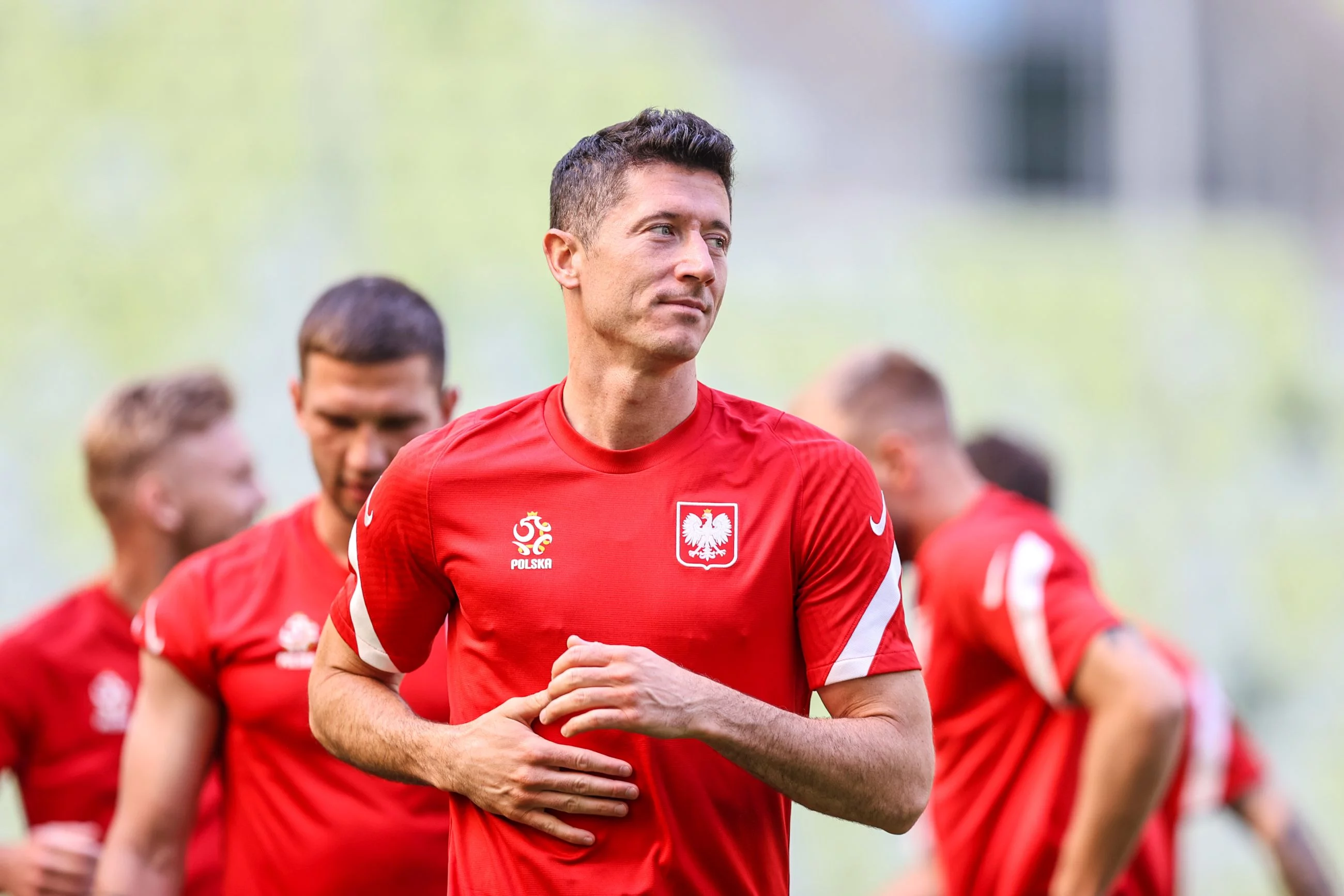 Robert Lewandowski na treningu