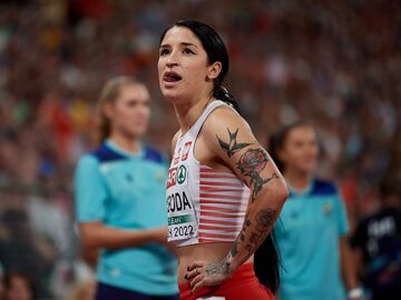 Ewa Swoboda po finale biegu na 100 metrów w lekkoatletycznych ME