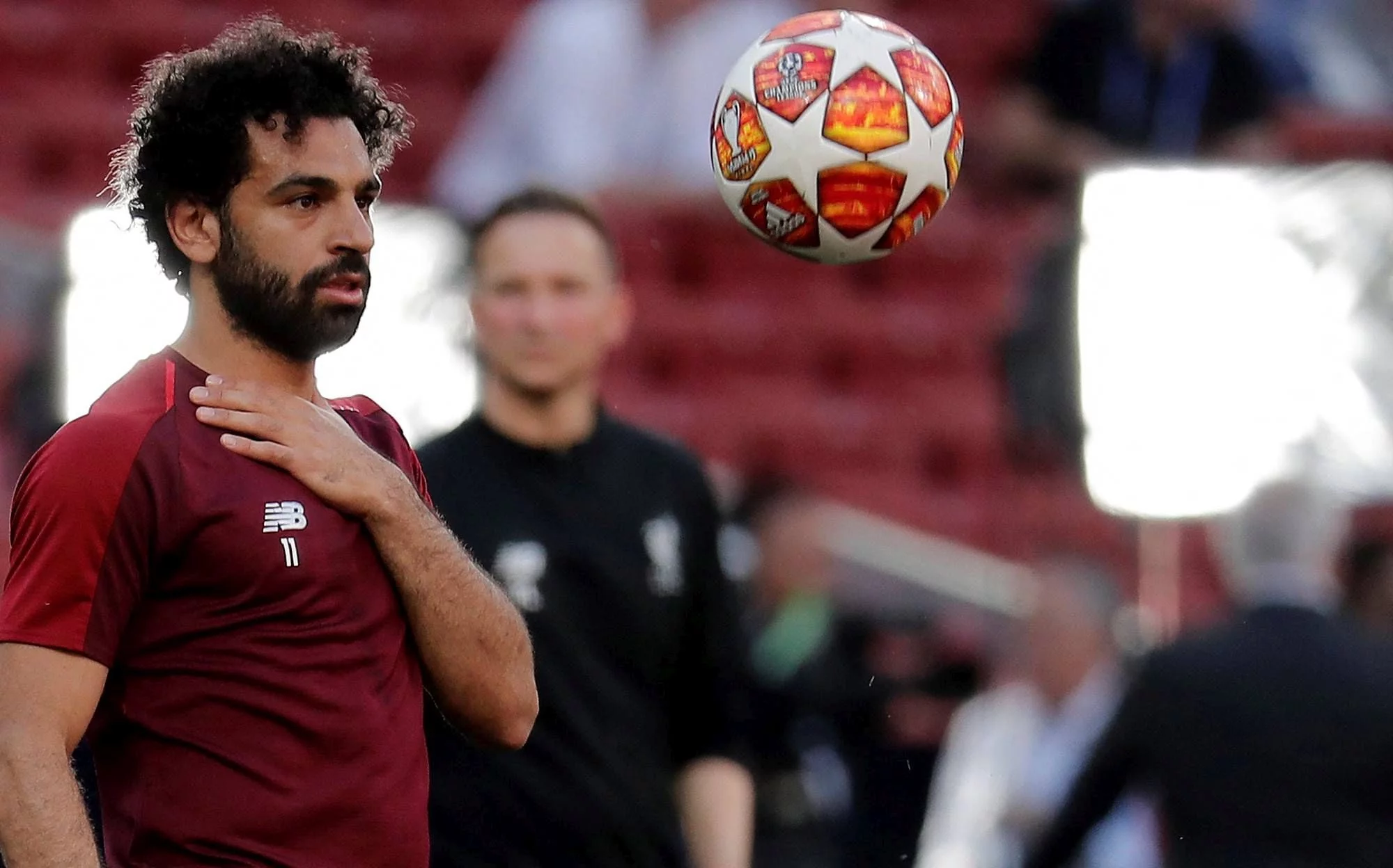 Mohamed Salah na treningu przed finałem Ligi Mistrzów