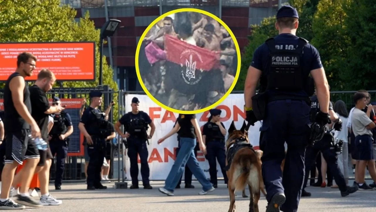 Flaga Bandery na koncercie Maxa Korzha na PGE Stadionie Narodowym w Warszawie