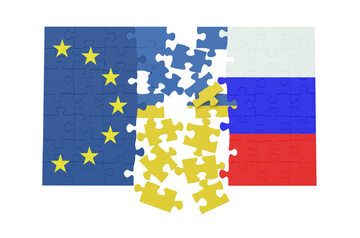 Flagi Unii Europejskiej, Ukrainy i Rosji