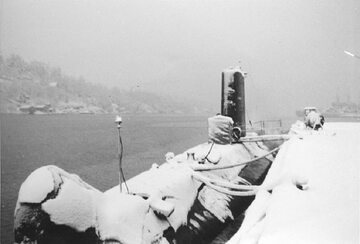 Francuski okręt podwodny "La Minerve" w Bergen w 1962 r.