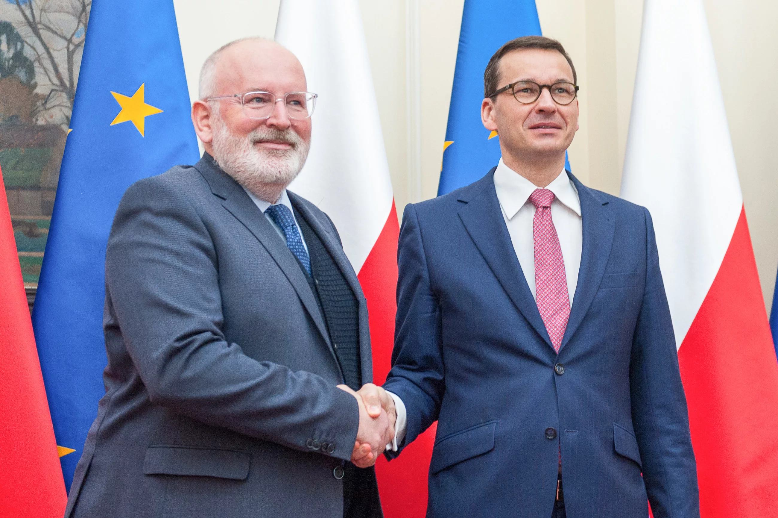 Frans Timmermans i Mateusz Morawiecki