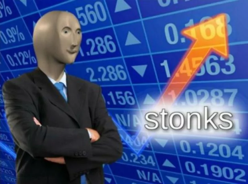 Czysta forma mema „stonks”