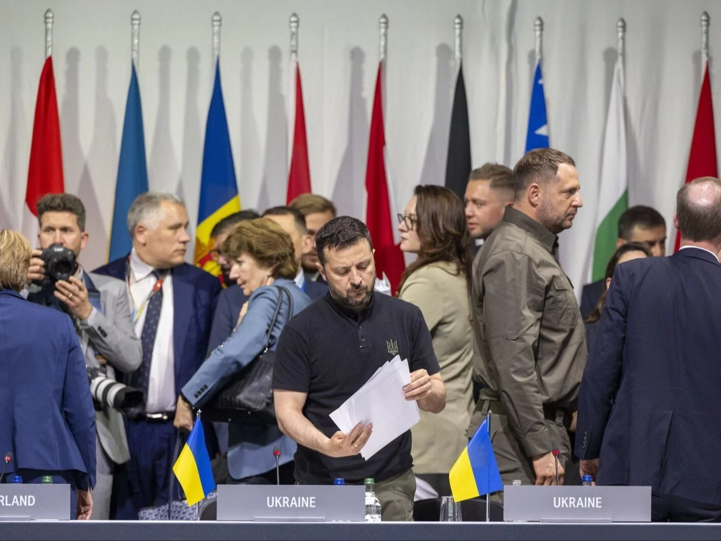 Prezydent Ukrainy Wołodymyr Zełenski podczas Globalnego Szczytu Pokoju w Szwajcarii, 16 czerwca