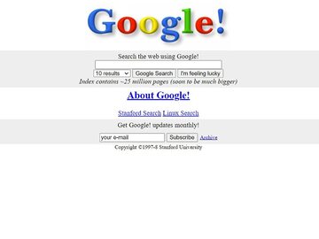 Google Search z 1998 roku