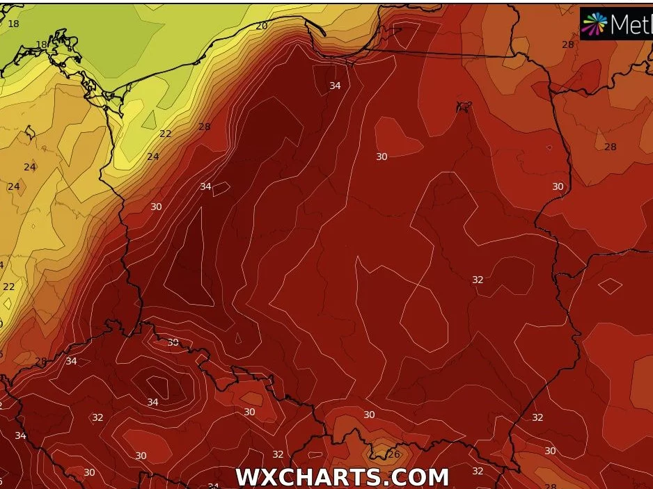 Prognoza temperatur na piątek 5 sierpnia