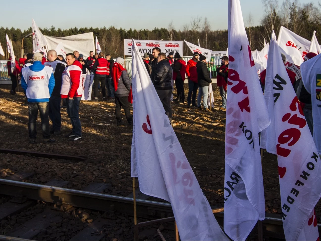 Protest związkowców Sierpnia'80 z 2020 r. w Sławkowie