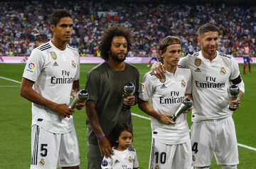 Gracze Realu Madryt. Od lewej: Varane, Marcelo, Modrić i Ramos