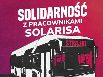 Grafika partii Razem, która poparła strajk pracowników Solarisa