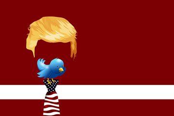 Grafika symbolizująca Trumpa i Twittera