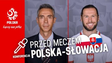 Grafika zapowiadająca konferencję prasową Paulo Sousy i Grzegorza Krychowiaka