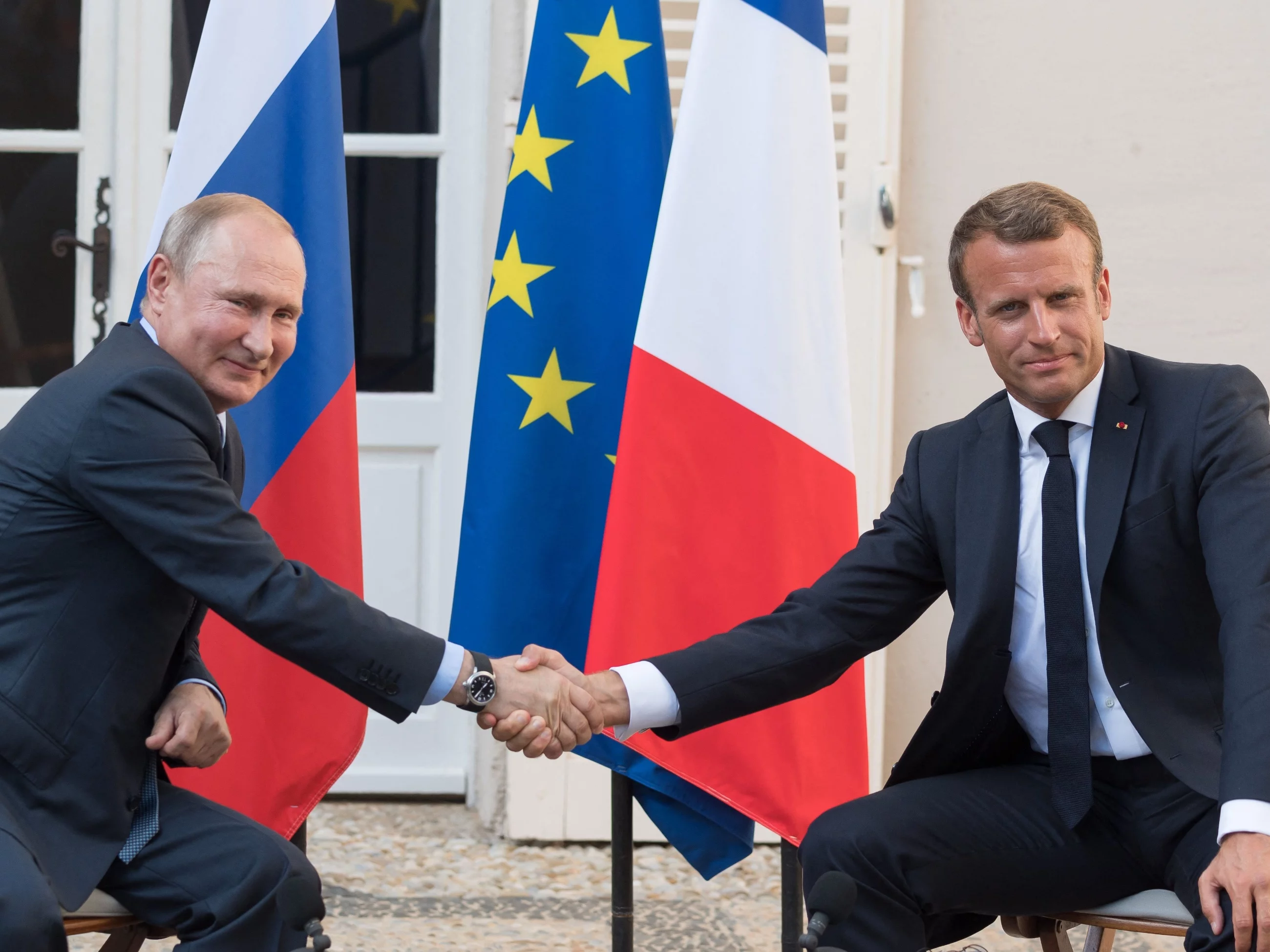 Emmanuel Macron i Władimir Putin