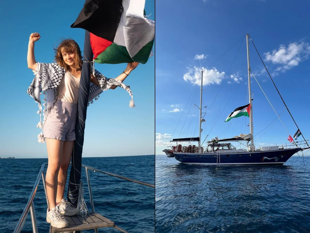 Greta Thunberg podczas misji na jachcie