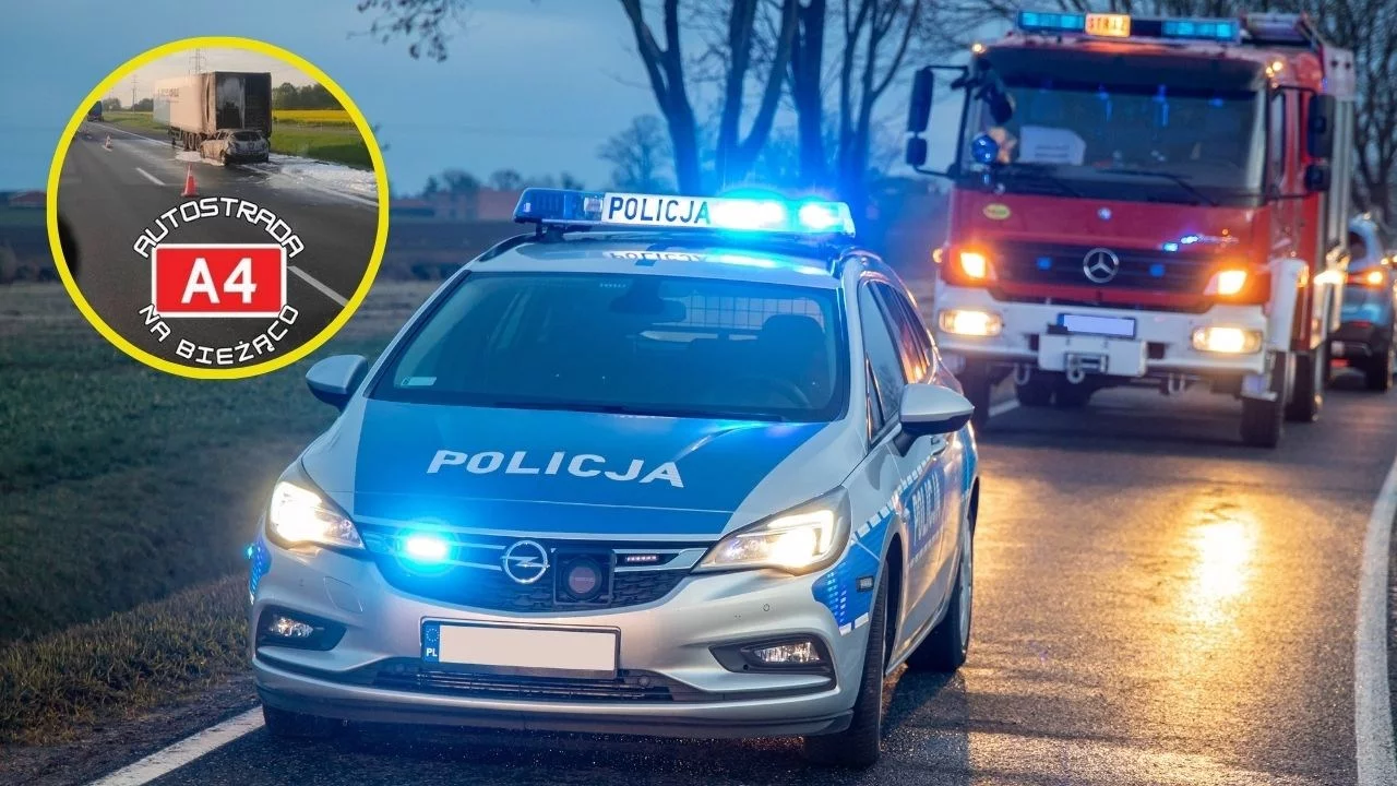 Wypadek i pożar na autostradzie A4 między Brzegiem i Opolem