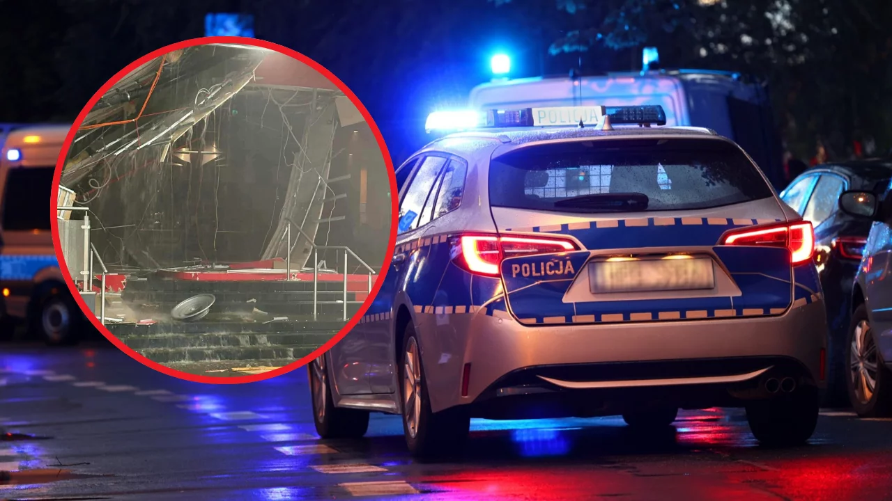 Radiowóz policji i sala kinowa w Toruniu