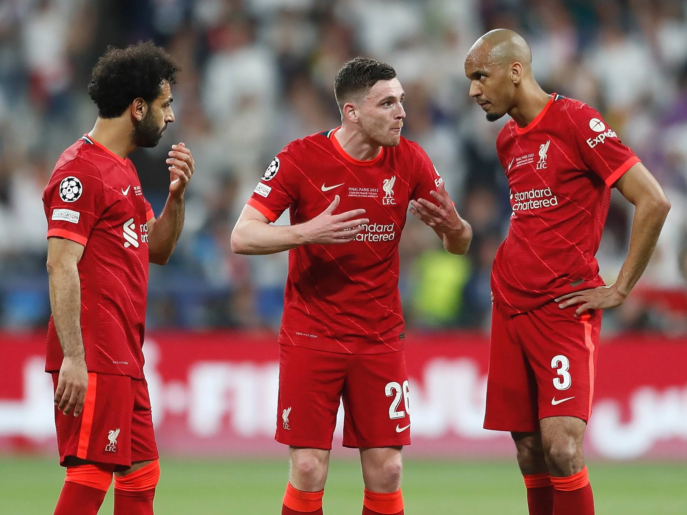 Od lewej: Mohamed Salah, Andy Robertson i Fabinho