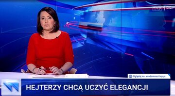 „Hejterzy chcą uczyć elegancji” na pasku „Wiadomości” TVP