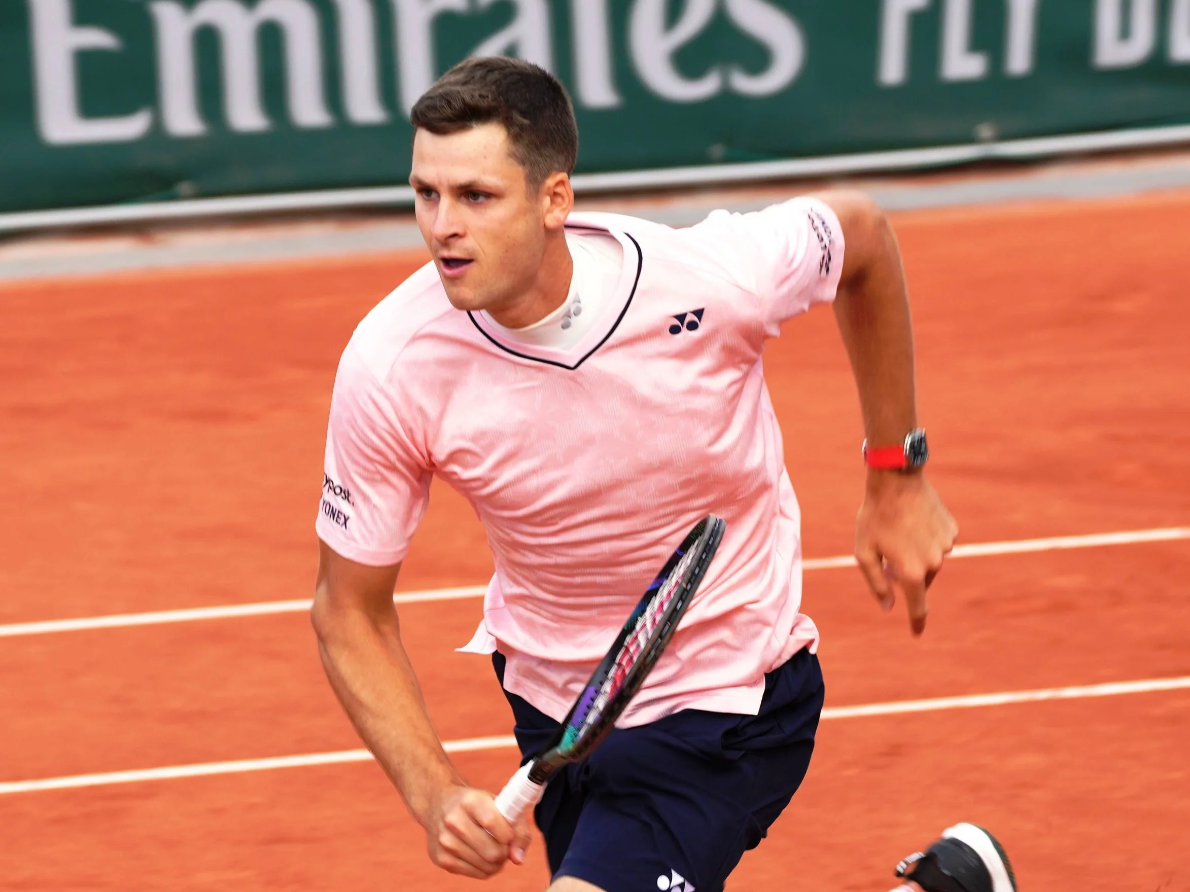 Hubert Hurkacz w meczu French Open