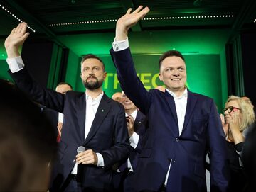 Hołownia i Kosiniak-Kamysz w sztabie wyborczym Trzeciej Drogi