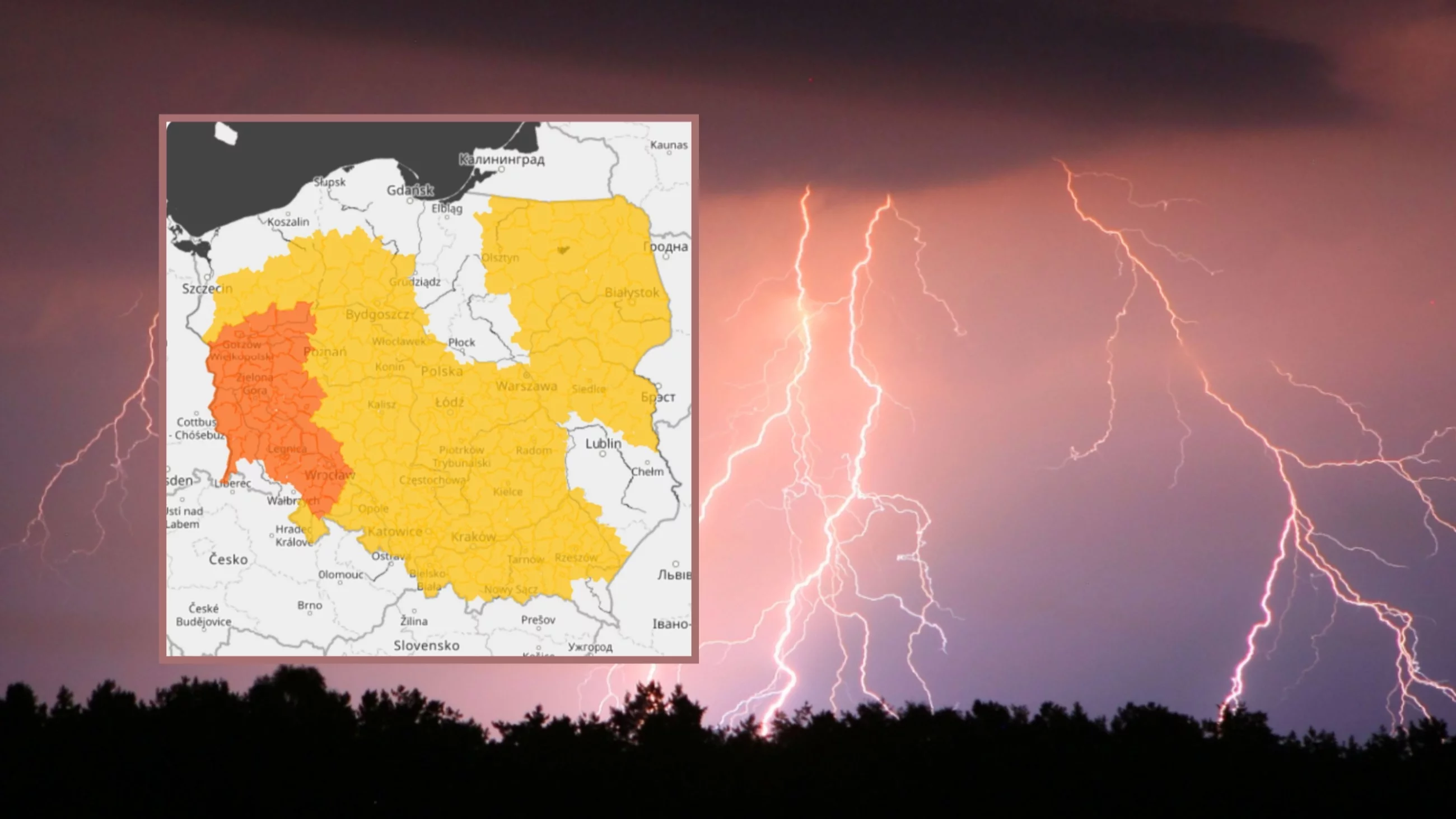Mapa Polski, burza