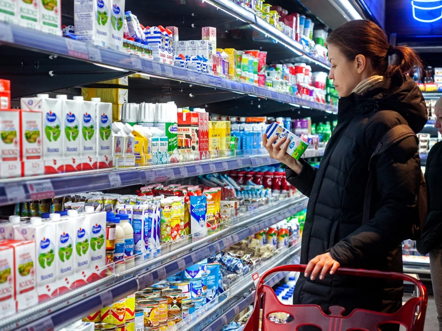 Supermarket w Mińsku, 2018 r.