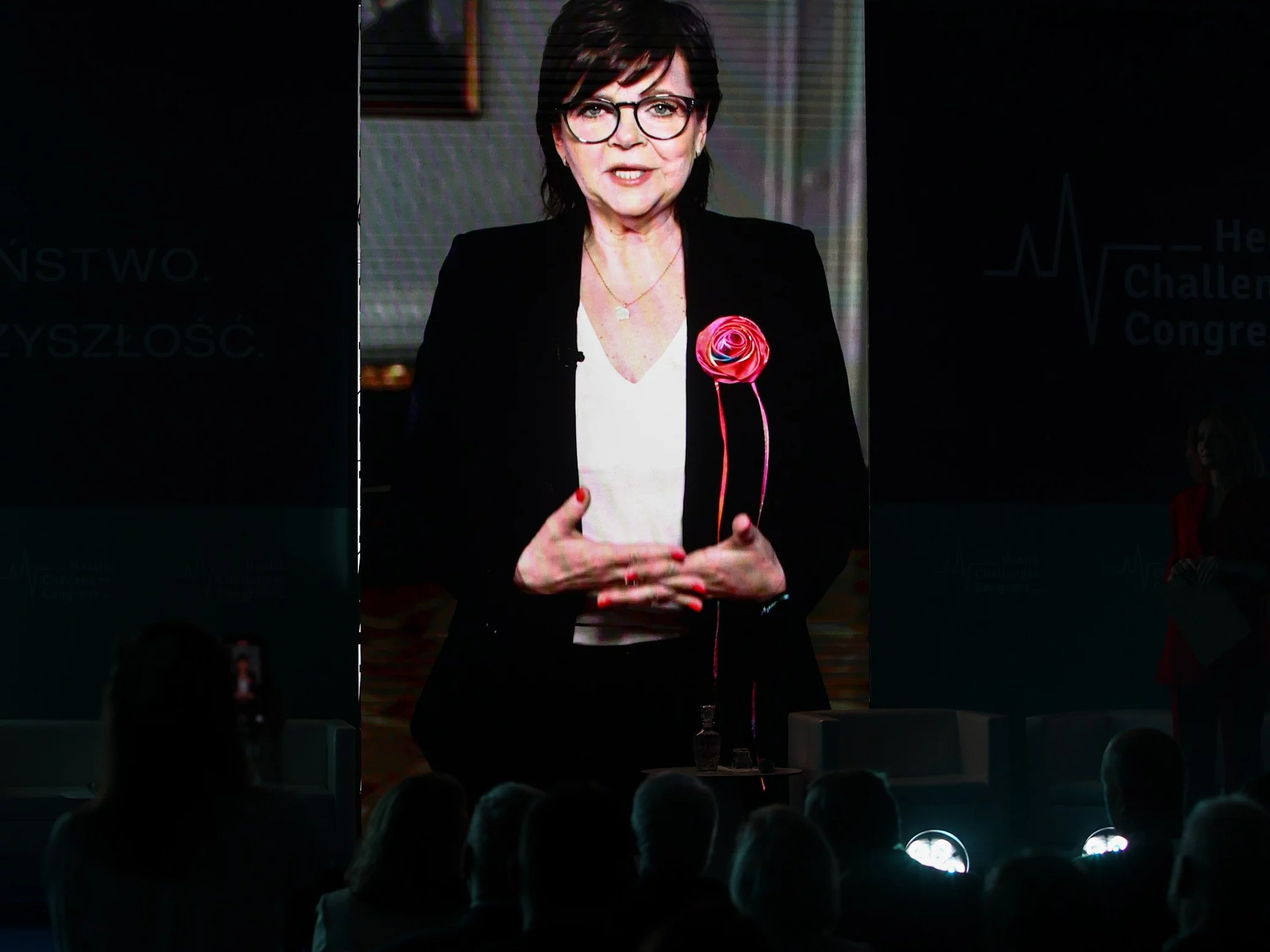Minister zdrowia Izabela Leszczyna przemawiająca do uczestników Kongresu Wyzwań Zdrowotnych w Katowicach