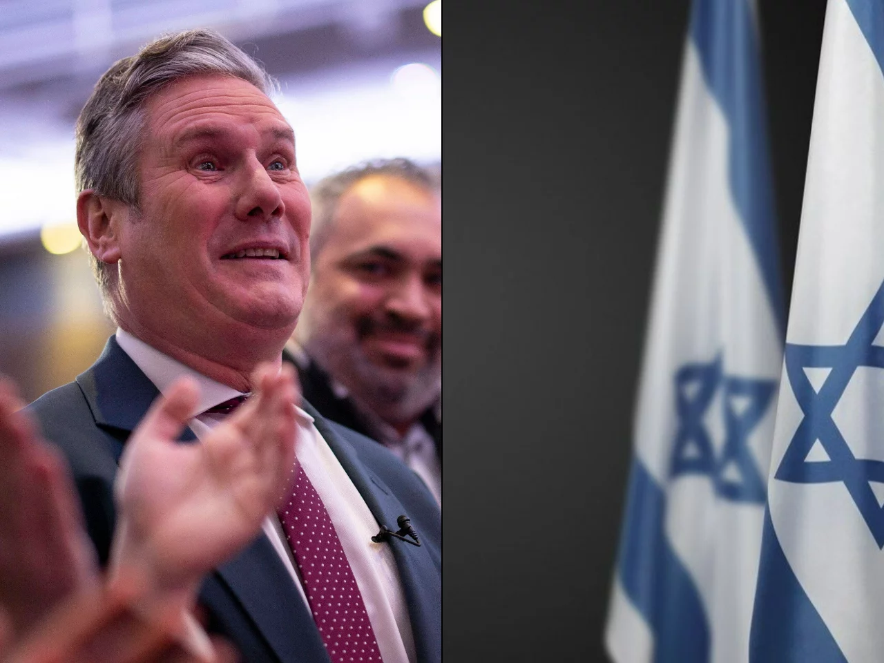 Keir Starmer i flaga Izraela